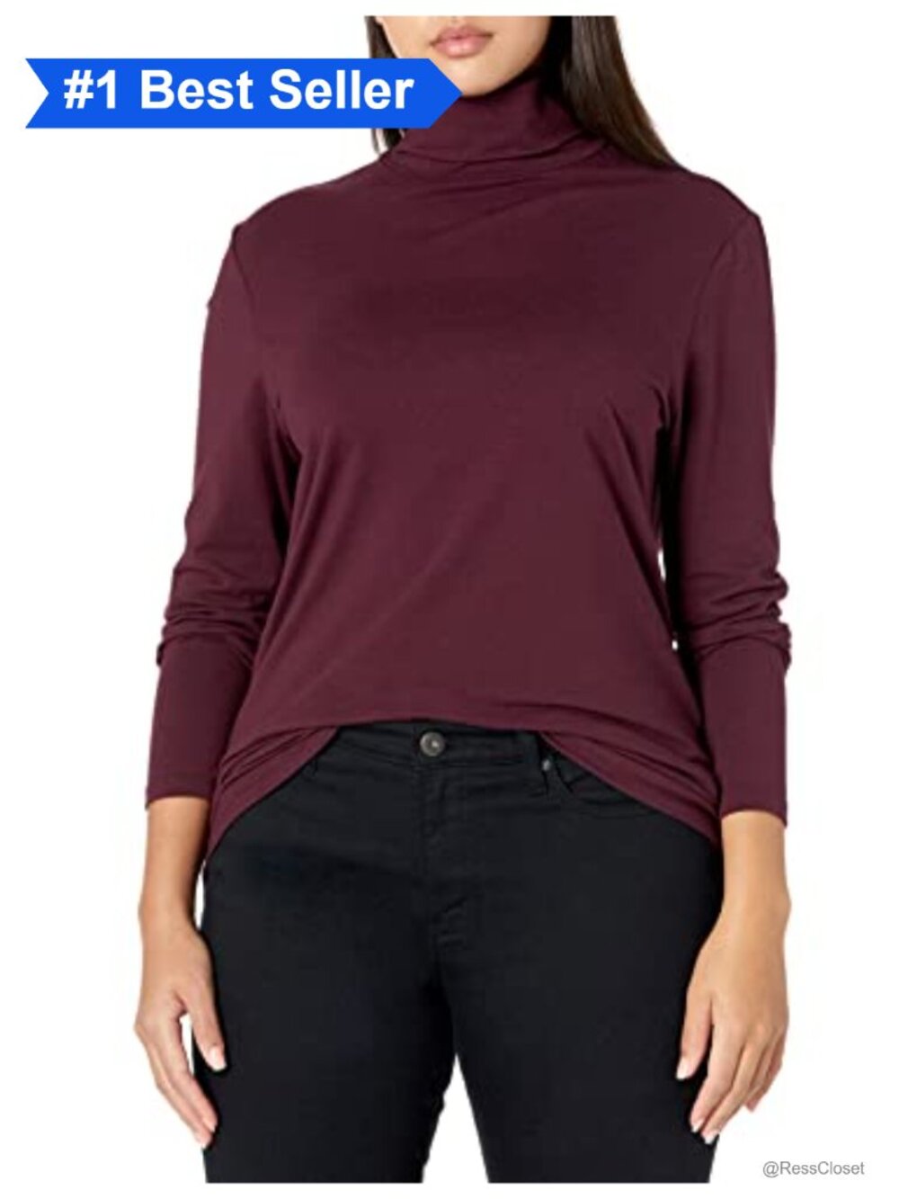 Womens Long Sleeve Turtleneck Stretch Fleece Pullover Casual Layering Top